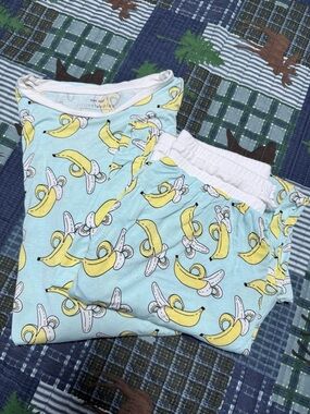 Little Sleepies Bananas Small Men’s Pajama Top and pants Euc